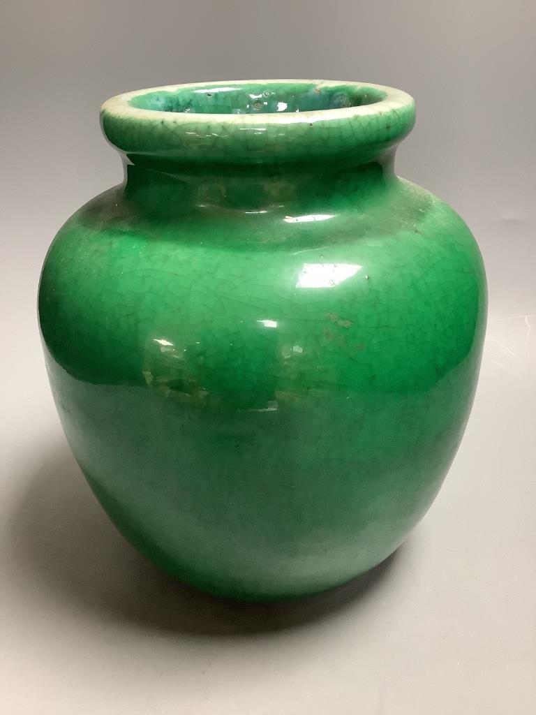 A late 18th / early 19th century Chinese green crackle glaze vase, height 25cm